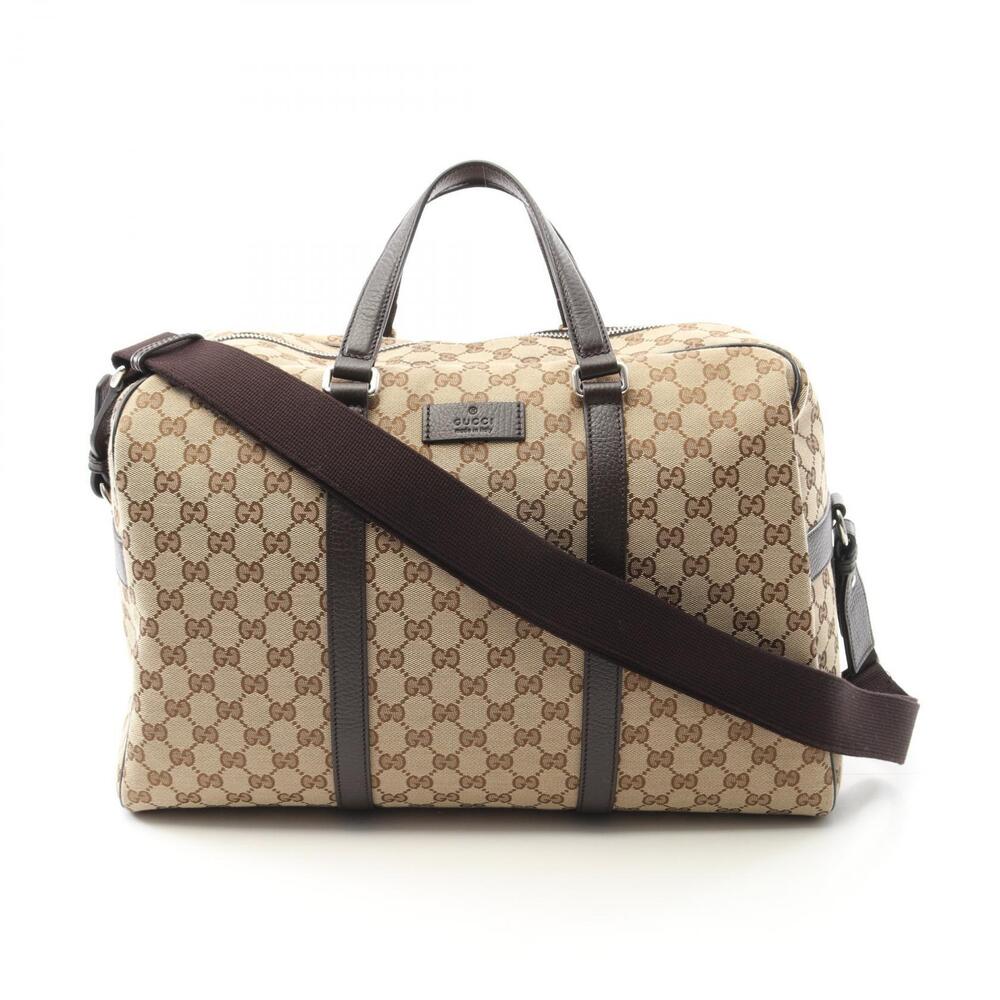Gucci Boston bag canvas leather beige brown